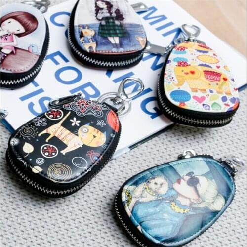 5 Colors Painted Design Women Girls Key Bag PU Leather Key Wallets Housekeepers Car Key Holder Case Gigh Quality Keychain Pouch