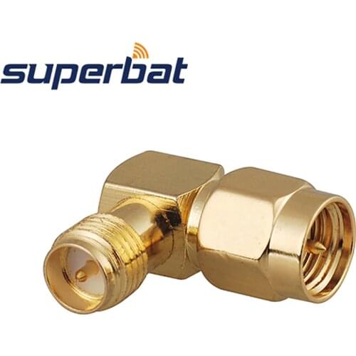 Superbat 5 pcs SMA Right Angle SMA Male Plug to RP-SMA Female Jack Adapter