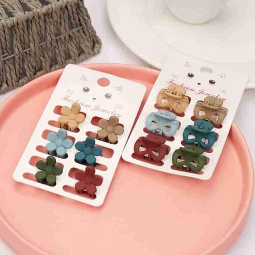 6Pcs/set Bow Flower Little Crab Claw Barrettes Women Girls Tortoiseshell Plastic Small Hair Clamp Clip Mini Hairpin Accessories