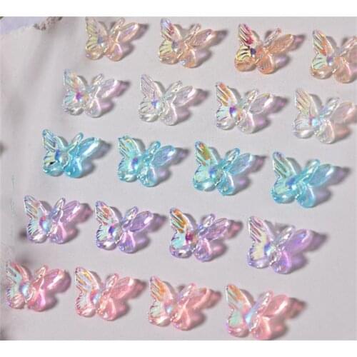 8PC Nail Art Accessories Butterfly Jewelry Symphony Aurora Color New Nail 3D Three-dimensional Butterfly Diamond Charm