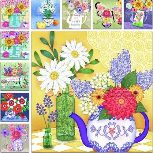 New Diamond painting Flower Vase sunflower butterfly rose 5D DIY Full Square Drill embroidery Cross stitch 3D mosaic Drawing 775