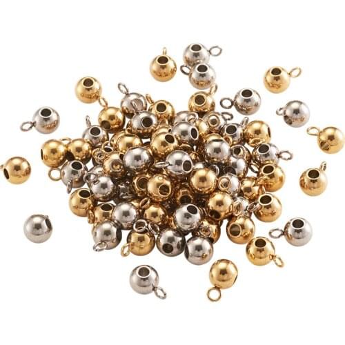 200 pcs 304 Stainless Steel Hanger Links Rondelle Bail Beads Mixed Color Big Hole Loose Bead Spacer For Jewelry Making 9x5x6mm