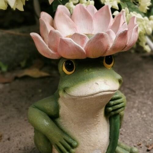 Decor Frog & Summer Garden Decoration Ornaments Landscape & Creative Gift Resin Yard Statue Bird Feeder TN88