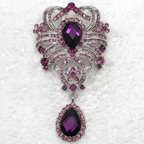 Purple Rhinestone Flower Pin brooches Wedding party prom C882 D