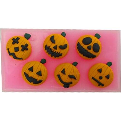 Free Shipping Halloween 6 Pumpkin Cooking Tools Chocolate Decorating Silicone Mold Baking Fondant Candy Sugar Craft Diy Cake