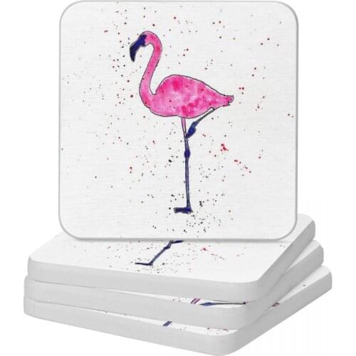 Flamingo In Pink Diatomaceous Earth Square Round Shape Coaster Water Absorption Cup Bonsai Mat Soap Toothbrush Pad Diameter 10cm