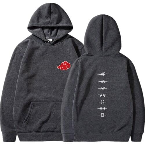 Japanese Anime Fleece Hoodies Akatsuki Cloud Printed Sweatshirts Men Women Streetwear Hip Hop Casual Pullover Male Cosplay Tops