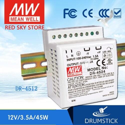 Steady MEAN WELL DR-4505/12/15/24 5/12/15/24V 5/3.5/2.8/2A meanwell 25/42/48W Single Output Industrial DIN Rail Power Supply