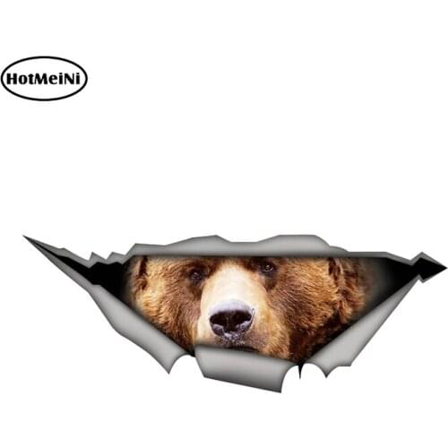HotMeiNi 15cm x 6cm Grizzly 3D Car Sticker Funny Brown Bear Decal Waterproof Car Styling Animal Stickers Decoration