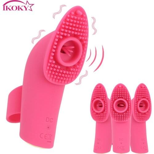 IKOKY 10 Speed Tongue Licking Vibrator Sex Toys for Women G-Spot Clitoris Stimulator Vibrating Egg Finger Sleeve Vibrator