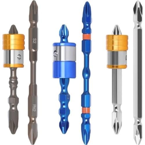 K1KA 3 Pieces Sturdy Chromium Vanadium Alloy Steel Double-head Wind Bit with Strong Magnetic Ring Sharp Screwdriver Head