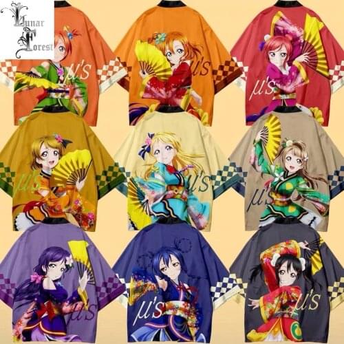Kawaii Lovelive! 3D Printing Japanese Kimono Haori Yukata Women/Men Fashion Summer Casual Cool Short Sleeve Streetwear A