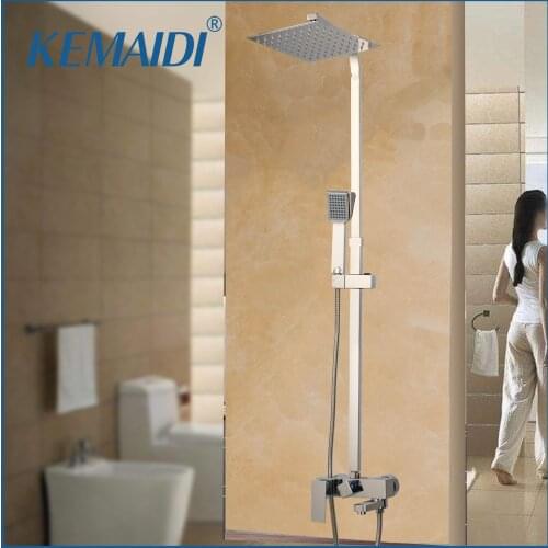 KEMAIDI Rainfall Bathroom Shower Faucets Sets Square Chrome Polished Ultra-thin 8,10,12,16 Inch Shower heads Stainless Steel