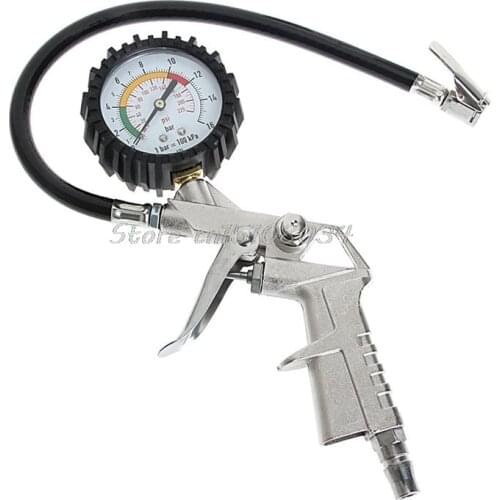 Car Truck Air Tire Pressure Inflator Gauge Auto Motorcycle Pistol Flexible Hose S08 Wholesale&DropShip