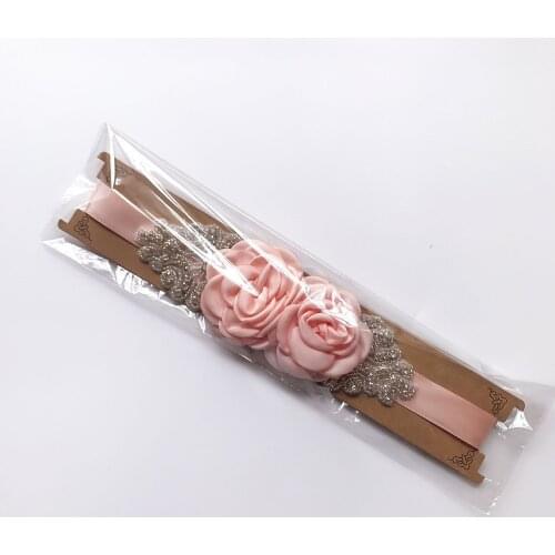 2021 New Water Drill Sewing Rose Flower Bride Wedding Dress Waist Seal Wedding Party Dress Belt 12 Colors Optional