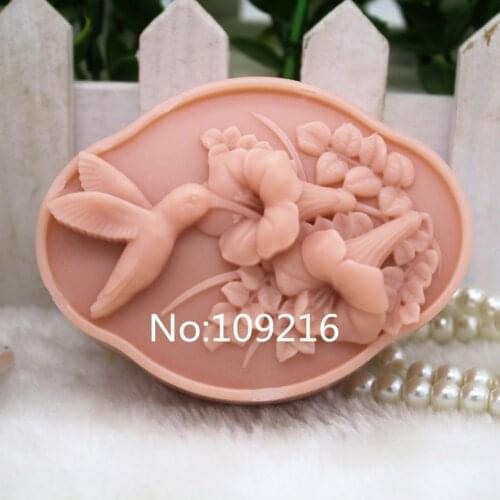 New Product!!1pcs Bird with Morning Glory (zx154) Silicone Handmade Soap Mold Crafts DIY Mould