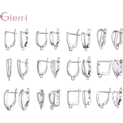 925 Sterling Silver Earring Hooks Wire Settings Base Hoops Earrings DIY Jewelry Making Supplies Dangle Earing Accessories