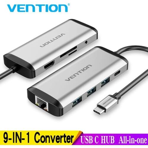 Vention USB C HUB Type-C to 4K HDMI RJ45 VGA USB 3.0 HUB Dock for MacBook Pro Huawei Mate 30 USB-C 3.1 Splitter Port USB-C HUB