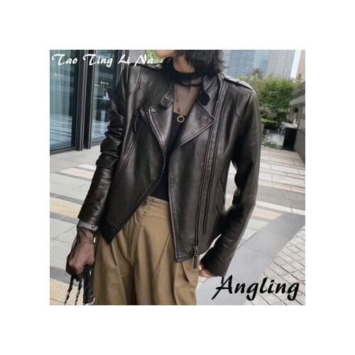 2020 Women New Fashion Genuine Real Sheep Leather Jacket G39