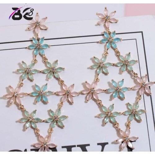 Be 8 New AAA Cubic Zircon Wedding Drop Earrings Women Fashion Jewelry Brincos Party Gifts Flower Shape Mujer Moda E747