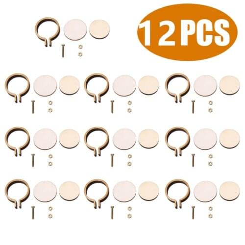 12pcs/set Wooden Mini Embroidery Hoop Ring Cross Stitch Frame Handmade Pendant Crafts Embroidery Circle Sewing Kit