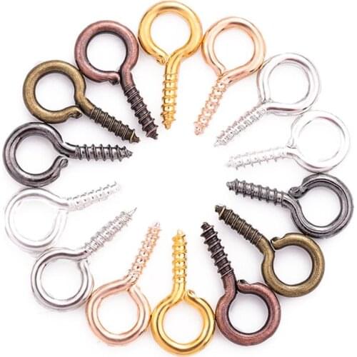 200pcs/lot Small Eye Screw Hooks Clasps Eye Pin for Pendant Silver Eyelet Hooks DIY Jewelry Making Keychain Accessories Charms