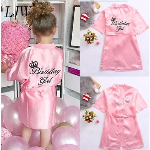 2021 summer girl pajamas nightgown pajamas ice silk embroidery letter lace bathrobe home service 2-6yrs wear