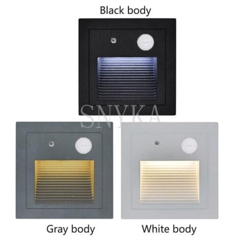 3W PIR motion Detector + Light Sensor LED Step Stair Lights Outdoor Footlight Recessed Corner wall Lamp exterior garden light