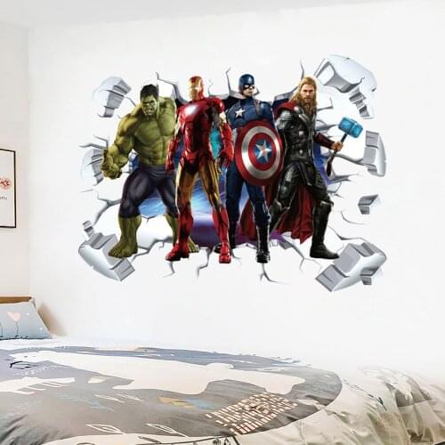 3d Effect 40*60cm Avengers Wall Stickers For Kids Rooms Home Decor Cartoon Hero Hulk Wall Decals Diy Mural Art Pvc Posters