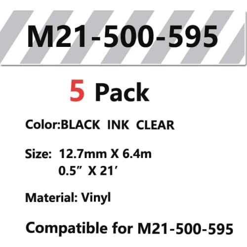 5 Pack BMP21 M21-500-595 Vinyl Label Tape Black on Yellow M21 500 595 Cartridge for BMP21-PLUS IDPAL and LABPAL Label Printer