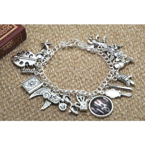 6pcs The Mortal Instruments Charm Bracelet silver tone