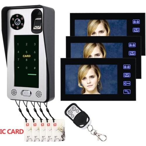 7 Inch 1V3 Fingerprint/Password/IC Card Access Control Wired Video Door Phone