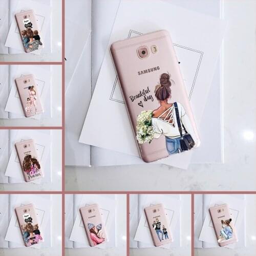 Back Cover For Samsung Galaxy C9 C7 C5 Pro Silicone Soft Baby Black girl Women Mom Phone Case For Samsung Galaxy C5 C7 C8 Case