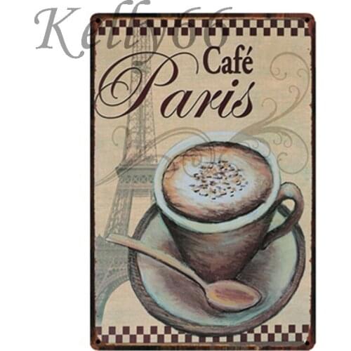 [ Kelly66 ] CAFE PARIS Vintage Metal Sign Tin Poster Home Decor Bar Wall Art Painting 20*30 CM Size y-1573