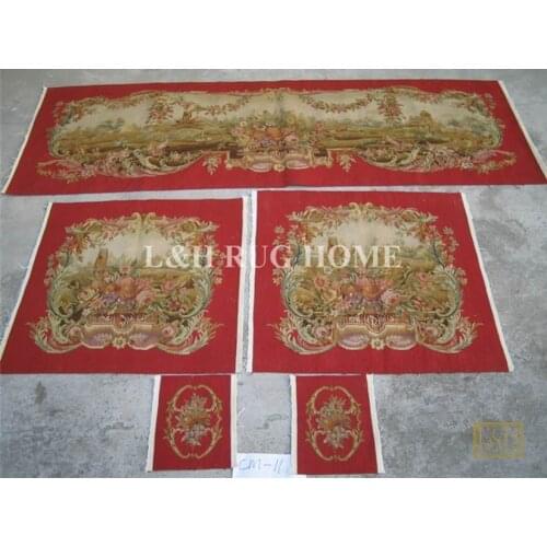 Free Shipping French Aubusson hand woven Silk sofa and chair cover set 1:4 with arms