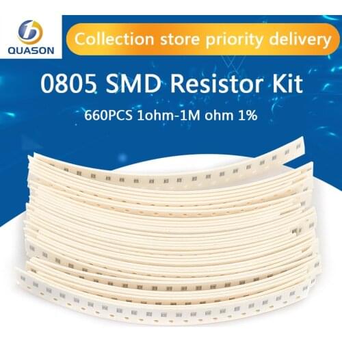 0805 SMD Resistor Kit Assorted Kit 1ohm-1M ohm 1% 33valuesX 20pcs=660pcs Sample Kit