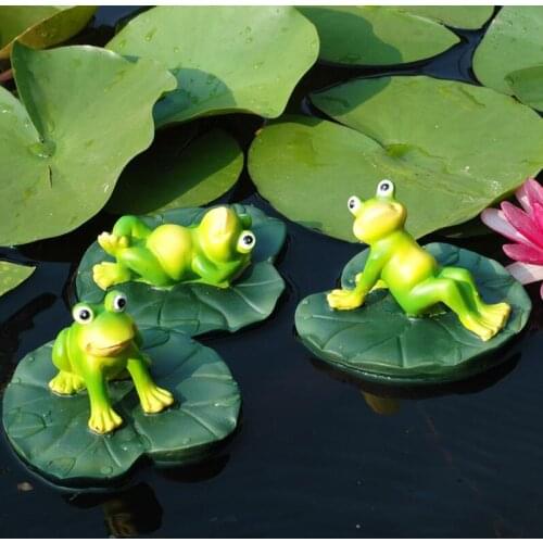 Garden Courtyard Creative Simulation Lotus Leaf Resin Frog Float Ornament Water Fish Tank Home Decoration Fake Lotus Park Pond