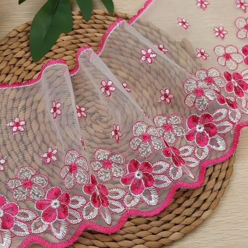 30Yards Embroidery Lace Fabric Dress Trim 17cm Ribbon Floral Pink Blue Sewing Trimmings Guipure Accessories Craft Decor