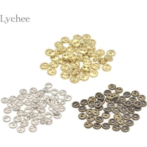 Lychee Life 50pcs 5mm Mini Doll Button DIY Handmade Sewing Button 2-Holes Flatback Button Scrapbooking Accessories
