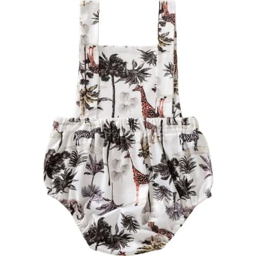 Ma&Baby 0-24M Newborn Infant Baby Boy Girl Animal Print Rompers Sleeveless Overalls Jumpsuit Summer Clothing