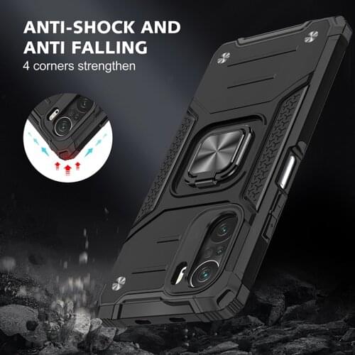 Magnetic Metal Finger Ring Stand Armor Shockproof Case For Mi POCO F3 Silicone Frame Hard PC Back Cover For Xiaomi Redmi K40 Pro