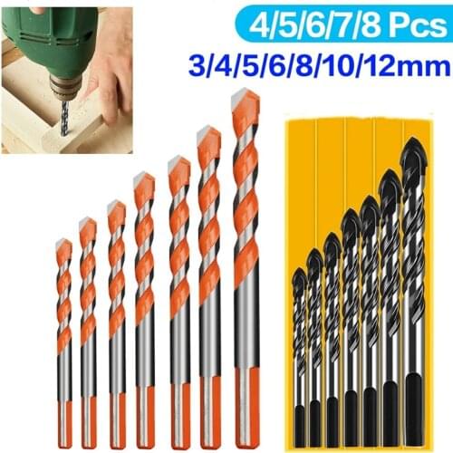 Multifunctional ceramic tile drill bit set hard alloy triangle drill bit ceramic glass concrete brick wall wood hole opener
