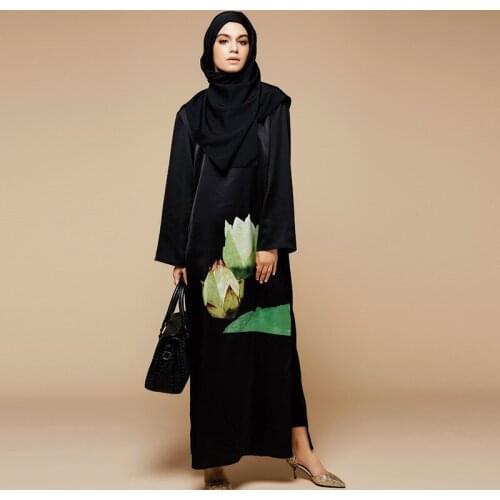 2016 Fashion Muslim Printing Abaya Dubai Islamic Clothing For Women Muslim Abaya Jilbab Djellaba Musulmane Flowers Dress abaya