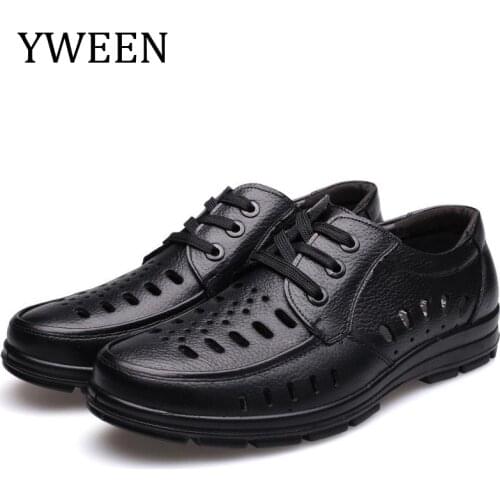 YWEEN Summer Shoes Men Sandals Soft Leather High Quality Mens Casual Shoes Male Brand Sandals