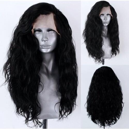 RONGDUOYI Long Hair Synthetic Lace Front Wigs for Women High Temperature Natural Wave Wig Side Part Black Hair Lace Wig