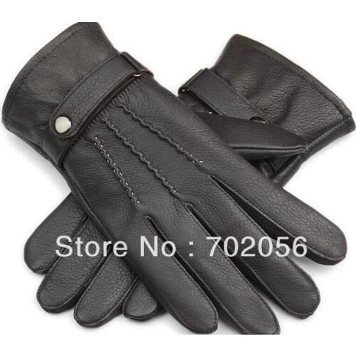 Mens genuine Leather gloves leather Lambskin GLOVE gift high quality 12pair/lot #3157