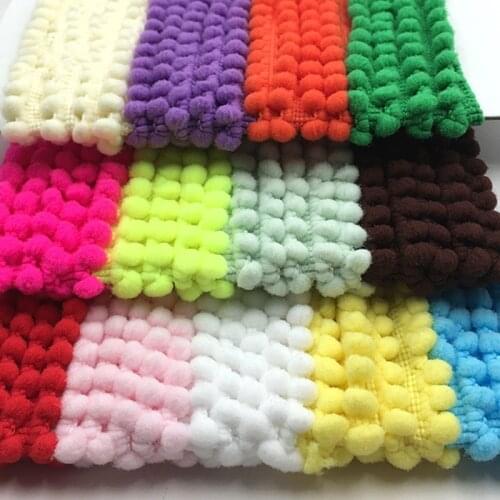 Pom Pom Trim Ball 10mm Pearl Pompom Fringe Ribbon Sewing Lace Kintted Fabric DIY Craft Accessories Home Party Decoration 20y
