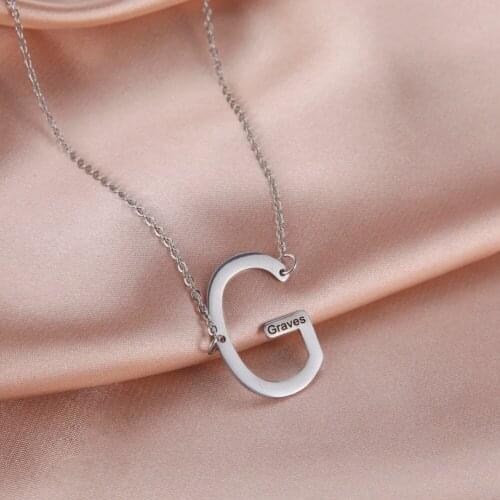 Sipuris Personalized Stainless Steel Initial Name Necklace Custom Engraved Name Necklace For Women A-Z Letter Fashion Jewelry