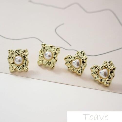 Alloy-fold pearl silver-pin diy ear ornament material accessory