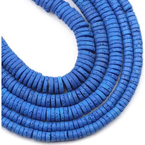 Dark Blue Volcanic Stone Beads for Jewelry Making 4 6x2 8x2mm Flat Round Loose Spacer Beads DIY Bracelet Charms Accessories 15